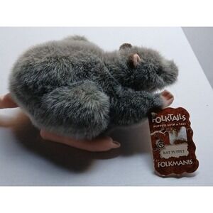 Vintage Folkmanis Folktails 11" Plush Rat Realistic Hand Puppet With Tail W/ Tag